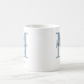 Custom Blue Monogram Mug Wedding Gift for Couples Koffiemok (Center)