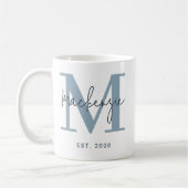 Custom Blue Monogram Mug Wedding Gift for Couples Koffiemok (Links)