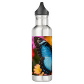 Custom Blue Morpho Butterfly Floral Botanical  Waterfles (Links)