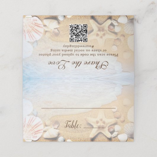 Custom Blue Ocean Tropical Beach Wedding Plaatskaartje (Buitenkant ongevouwen)