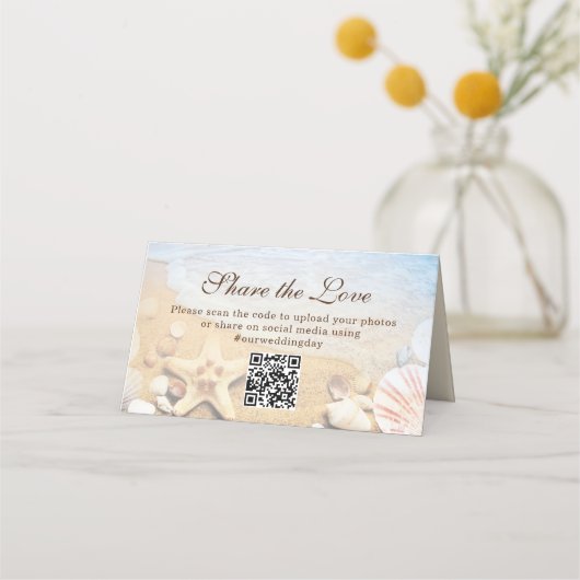 Custom Blue Ocean Tropical Beach Wedding Plaatskaartje (Achterkant)