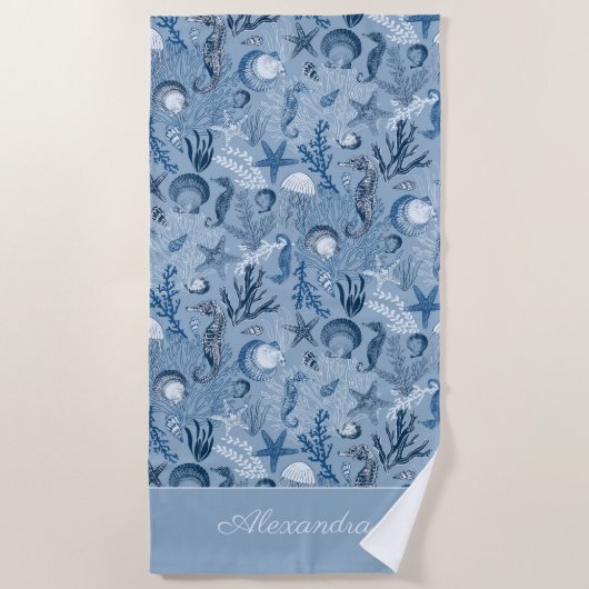 Custom Blue Ocean Zee Life Strandlaken (Voorkant)