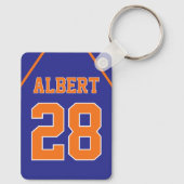 Custom Blue & Oranje basketbalveld en Jersey Sleutelhanger (Achterkant)