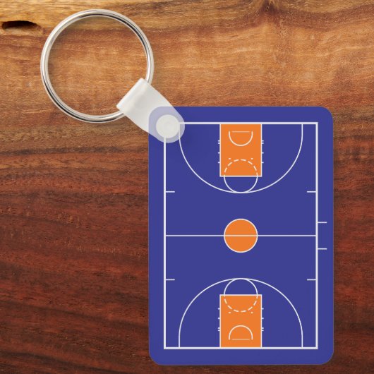 Custom Blue & Oranje basketbalveld en Jersey Sleutelhanger (Voorkant)