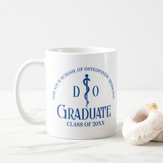 Custom Blue Osteopathic Medical School Afstuderen Koffiemok (Met donut)