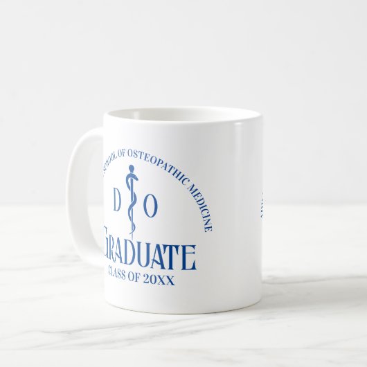 Custom Blue Osteopathic Medical School Afstuderen Koffiemok (Voorkant links)