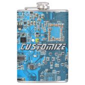 Custom Blue PCB Circuit Board for IT Pros 2 Heupfles (Voorkant)