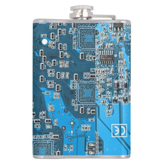 Custom Blue PCB Circuit Board for IT Pros 2 Heupfles (Achterkant)