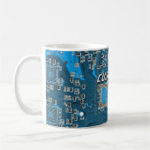 Custom Blue PCB Circuit Board for IT Pros 2 Koffiemok (Links)