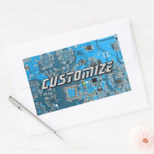 Custom Blue PCB Circuit Board for IT Pros 2 Rechthoekige Sticker (Envelop)