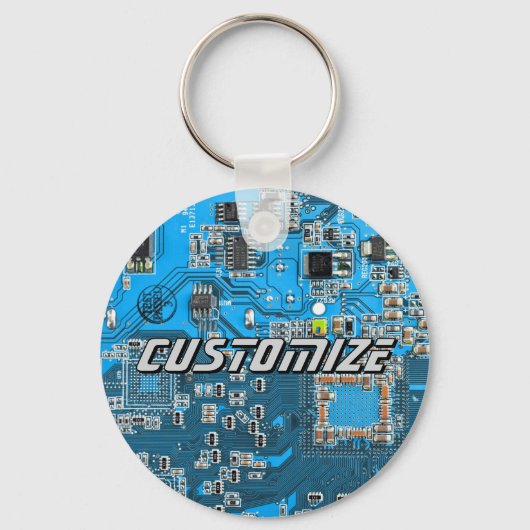 Custom Blue PCB Circuit Board for IT Pros 2 Sleutelhanger (Voorkant)
