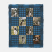 Custom Blue Plaid 8 Photo Collage Fleece Deken (Voorkant)