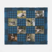 Custom Blue Plaid 8 Photo Collage Fleece Deken (Voorkant (Horizontaal))
