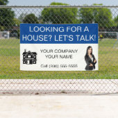 Custom Blue Realtor Vastgoed Logo Marketing Spandoek (Insitu)