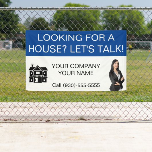 Custom Blue Realtor Vastgoed Logo Marketing Spandoek (Insitu)