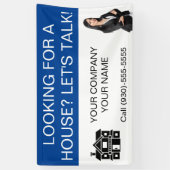 Custom Blue Realtor Vastgoed Logo Marketing Spandoek (Verticaal)