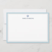 Custom Blue Seashell Logo Nautical Stationary Bedankkaart (Voorkant)