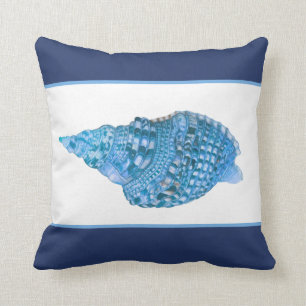 Custom Blue Seashell Moderne Kustmarine Schelpen Kussen