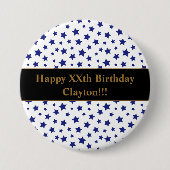 Custom Blue Stars met bericht Verjaardag Button (Voorkant)