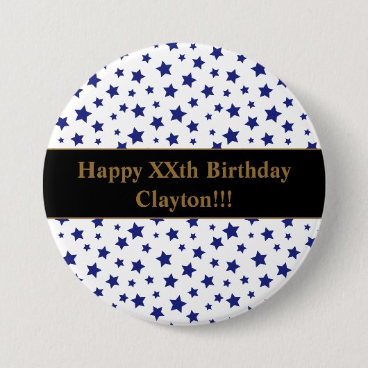 Custom Blue Stars met bericht Verjaardag Button (Voorkant)