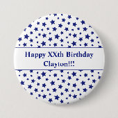 Custom Blue Stars met bericht Verjaardag Button (Voorkant)