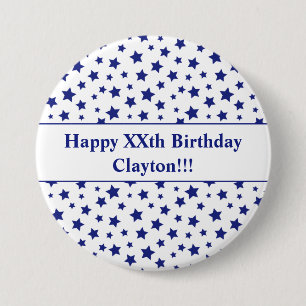 Custom Blue Stars met bericht Verjaardag Button