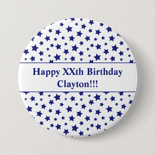 Custom Blue Stars met bericht Verjaardag Button (Voorkant)