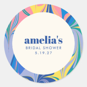 Custom Blue Swirl Fun Kleurrijk Vrijgezellenfeest  Ronde Sticker