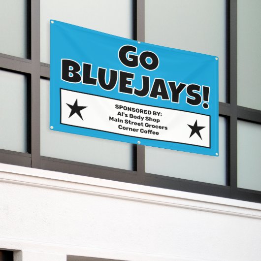 Custom Blue Team Sponsors Banner (Buitenkant Gebouw)