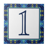 Custom Blue Turquoise Green Tribe Art House Number Tegeltje (Voorkant)