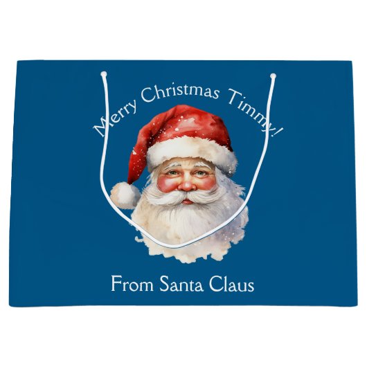 Custom Blue van Santa Claus Kinder Kerst Groot Cadeauzakje (Voorkant)