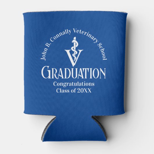Custom Blue Veterinary School Afstudeerfeest Blikjeskoeler (Voorkant)