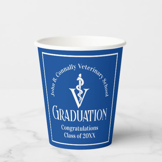Custom Blue Veterinary School Afstudeerfeest Papieren Bekers (Voorkant)
