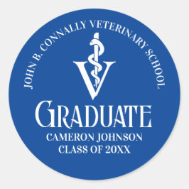Custom Blue Veterinary School Afstudeerfeest Ronde Sticker
