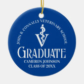 Custom Blue Veterinary School Afstuderen Gift Keramisch Ornament (Voorkant)
