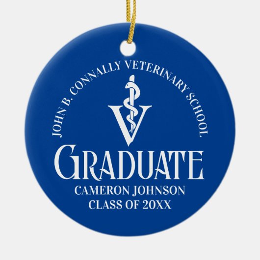 Custom Blue Veterinary School Afstuderen Gift Keramisch Ornament (Voorkant)