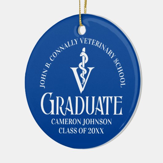 Custom Blue Veterinary School Afstuderen Gift Keramisch Ornament (Links)