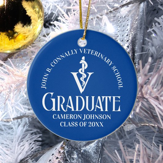 Custom Blue Veterinary School Afstuderen Gift Keramisch Ornament