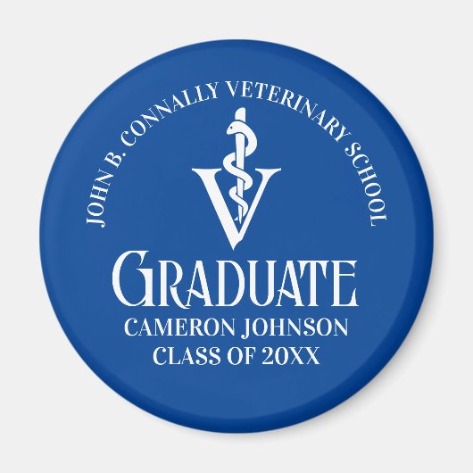 Custom Blue Veterinary School Afstuderen Magneet (Voorkant)