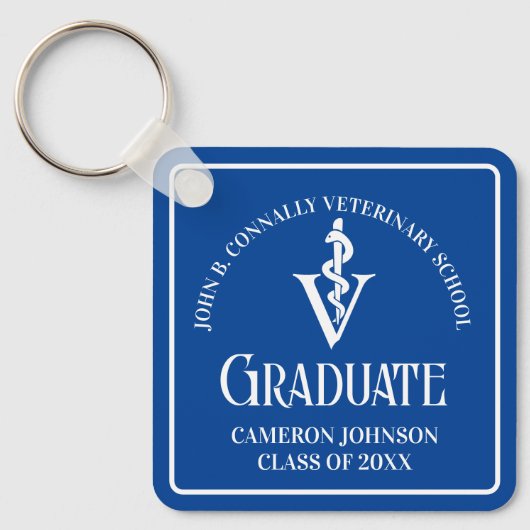 Custom Blue Veterinary School Afstuderen Sleutelhanger (Voorkant)