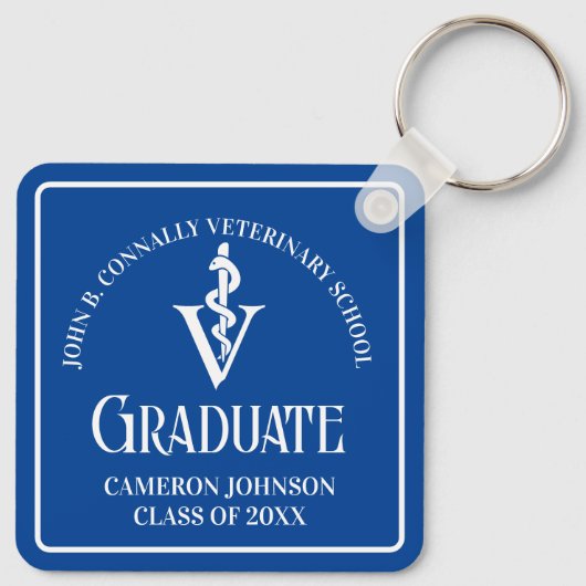 Custom Blue Veterinary School Afstuderen Sleutelhanger (Achterkant)