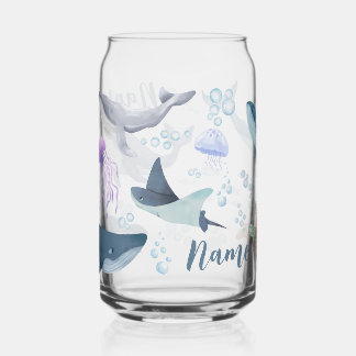 Custom Blue Whale en Turtle Ocean Bubble Scene Blikvorm Glas