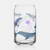 Custom Blue Whale en Turtle Ocean Bubble Scene Blikvorm Glas (Rechts)