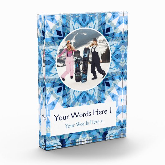 Custom Blue White Christmas Decor Gift Fotoblokken (Links)