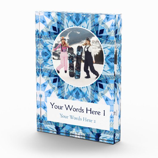 Custom Blue White Christmas Decor Gift Fotoblokken (Rechts)