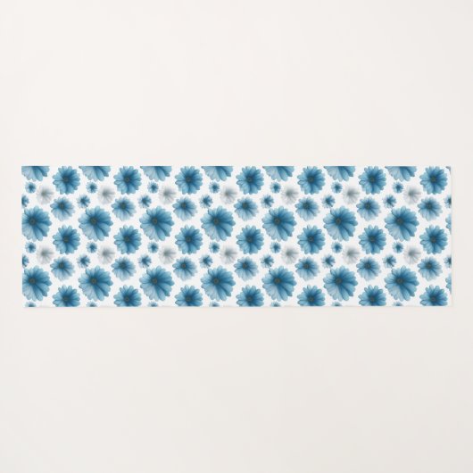 Custom Blue White Daisy Floral Pattern Yogamat (Achterkant (horizontaal))