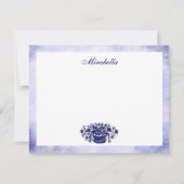 Custom Blue White Floral Rustic Blue 4.25x5.5 Flat Notitiekaartje (Voorkant)