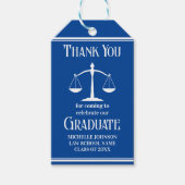 Custom Blue White Law School Afstudeerfeest Cadeaulabel (Voorkant)