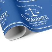 Custom Blue White Law School Afstudeerfeest Cadeaupapier (Rol Hoek)