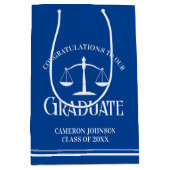 Custom Blue White Law School Afstudeerfeest Medium Cadeauzakje (Voorkant)